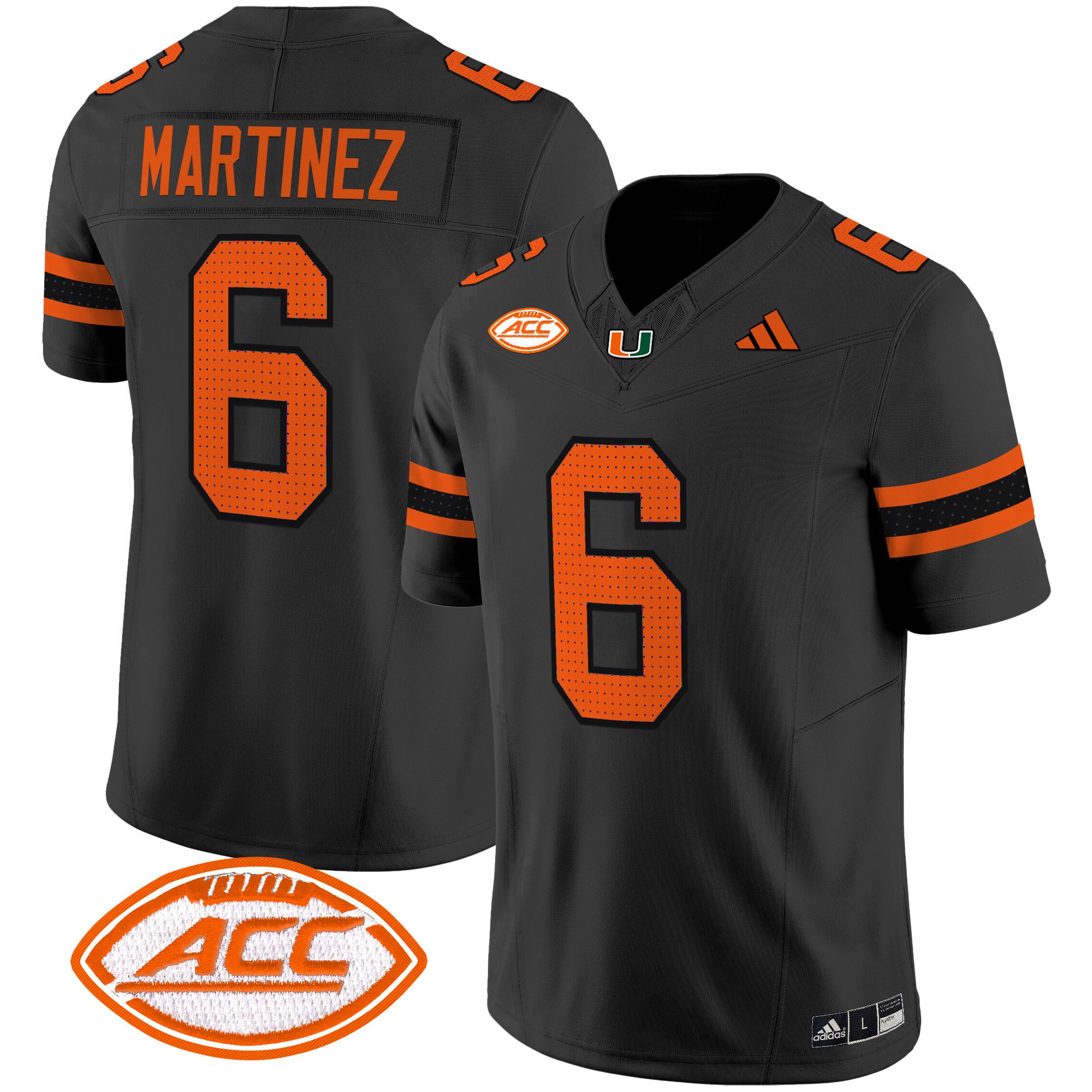 Men Miami Hurricanes #6 Martinez Black 2024 Vapor Limited NCAA Jersey->ncaa teams->NCAA Jersey